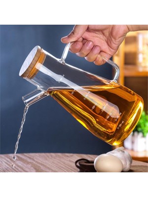Vionna 900ML Borosilikat Cam Master Chef Model Yağdanlık [bambu Kapaklı]
