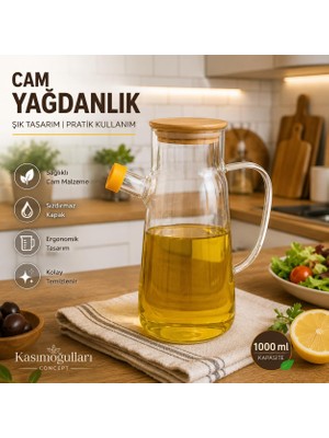 Vionna Kasımoğulları Concept Cam Yağdanlık Bambu Kapaklı 900 ml
