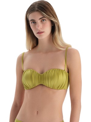 Die Grup Dagi Kadın Straplez Bikini Üst, Örme, Fıstık Yeşili, 40