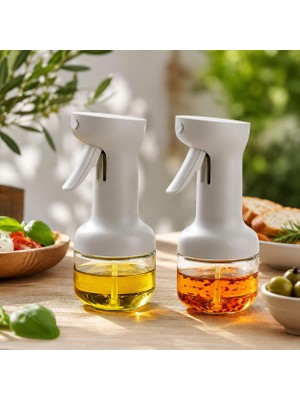 Vionna 2’li 280 ml Cam Sprey Yağlık Seti, Tetikli Püskürtmeli Yağ ve Sirke Şişesi, Salata Mutfak ve Airfryer Kullanımına Uygun