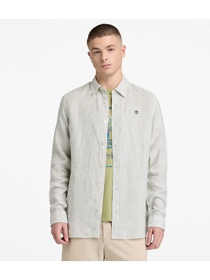 Timberland Mill Brook Linen Striped Shirt (Regular) Erkek Yeşil Gömlek TB0A44AFA7C1