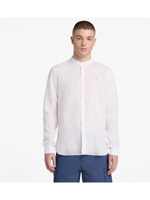 Timberland Mill Brook Linen Korean Collar Shirt Erkek Beyaz Gömlek TB0A2DC11001