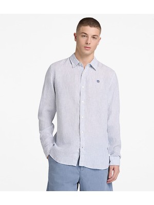Timberland Mill Brook Linen Striped Shirt (Regular) Erkek Mavi Ceket TB0A44AFA7P1