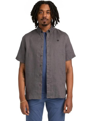 Timberland Mill Brook Linen Short Sleeve Shirt Erkek Gri Gömlek TB0A2DCCW081