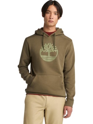 Timberland Kennebec River Tree Logo Erkek Haki Kapüşonlu Sweatshirt