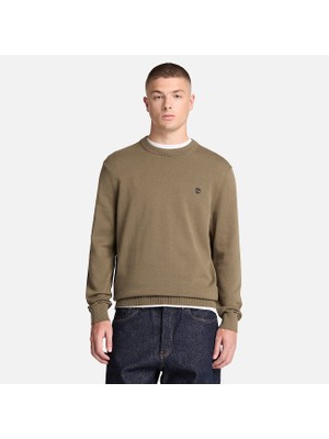 Timberland Williams River Cotton Crew Neck Sweater Erkek Haki Sweatshirt TBC0YHAZAIE1