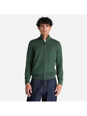 Timberland Williams River Cotton Full Zip Sweater Erkek Yeşil Sweatshirt TBC0YHAX3981