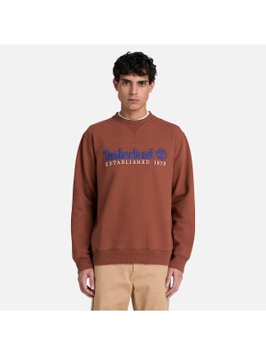 Timberland Established 1973 Embroidered Logo Bb Cre Erkek Kahverengi Sweatshirt TBC0YHB7AIM1