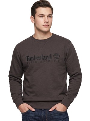 Timberland Established 1973 Embroidered Logo Bb Cre Erkek Siyah Sweatshirt TBC0YHB7CN11