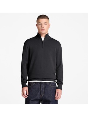 Timberland Williams River Cotton 1/4 Zip Sweater Erkek Siyah Sweatshirt TBC0YHAY0011