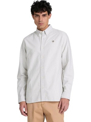 Timberland Lake Warner Striped Oxford Shirt Erkek Beyaz Gömlek TBC0YH8BAIG1