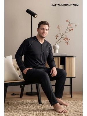Over Sleep by Poleren Battal Likralı Erkek Pijama Takımı
