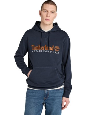 Timberland Established 1973 Embroidered Logo Erkek Lacivert Kapüşonlu Sweatshirt
