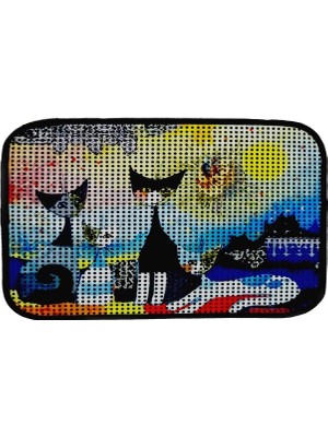 Vionna Miapet Elekli Desenli Kedi Tuvalet Önü Paspası 60 x 45 cm Gece