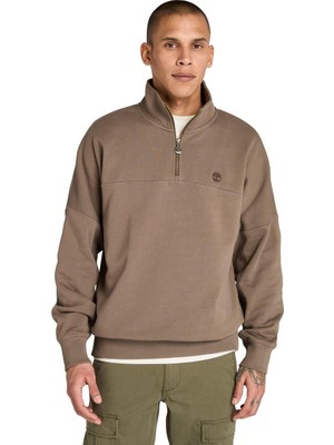 Timberland Erkek Kahverengi Dik Yaka Sweatshirt