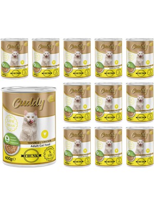 Vionna Cuddy Yetişkin Kedi Tavuklu ve Jöleli Konserve Mama 400 gr x 12 Adet