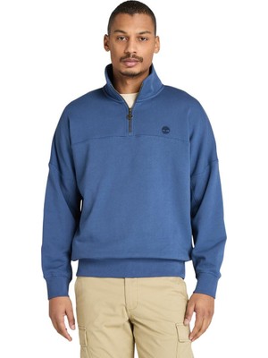 Timberland Erkek Mavi Dik Yaka Sweatshirt