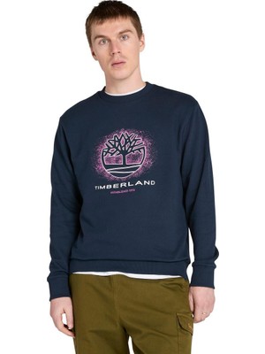Timberland Front Seasonal Tree Logo Graphic Erkek Lacivert Sweatshirt