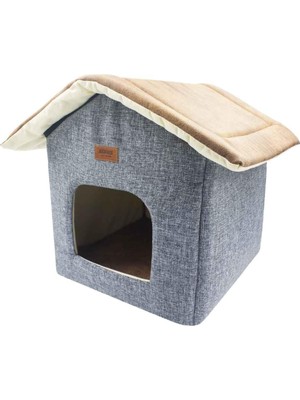 Vionna Lepus Shack House Kedi Köpek Yuvalı Yatak Gri 35X35X40 cm