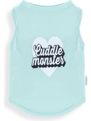 Vionna Furlabel Pamuklu Cuddle Monster Yazılı Köpek ve Kedi Tişört (Su Yeşili, Small)