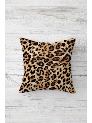 Vionna Pelangi Leopar Desenli Çift Tarafı Baskılı Gizli Fermuarlı Yastık Kılıfı Kırlent Koltuk Yastık Kılıfı, Leopar-Kahverengi 45 x 45, 24691183945451
