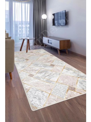 Vionna Dijidekor Delüxe Vizon Gri Saçaksız Siyah Taban Yeni Kabartmalı Model Halısı, 986AS40VİZON 80X150