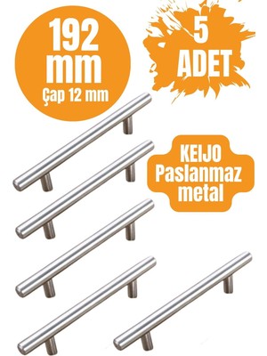 Vionna 5 Adet Keıjo Inox 192 mm Dolap Çekmece Kulbu