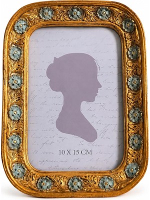 Vionna Fotoğraf Çerçevesi Klasik Vintage El Boyama Dekoratif Gold Yeşil Çiçek Detaylı Masaüstü Çerçeve Oval Iç Tasarım Salon Yatak Odası Konsol Ev Dekorasyonu Için Şık Hediyelik Çerçeve