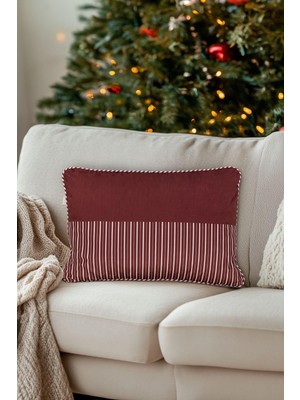Vionna Koza Home Charm Kırmızı Beyaz Şerit Baskılı Kırlent 40X60 35256A