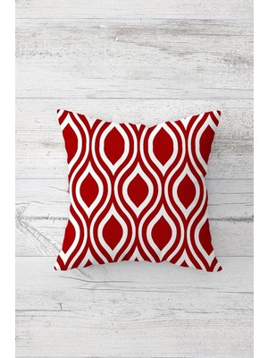 Vionna Pelangi Bordo Dekoratif Desenli Çift Taraflı Gizli Fermuarlı Yastık Kılıfı Kırlent Koltuk Yastık Kılıfı, Kırmızı-Beyaz 45 x 45, 24691199045451