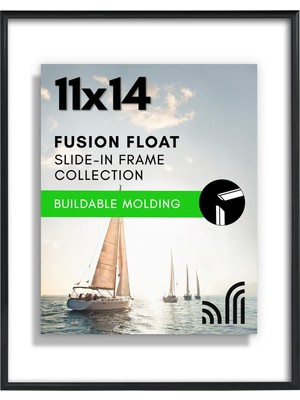 Vionna Americanflat Kırılmaya Dayanıklı Camlı 11X14 Yüzer Resim Çerçevesi - 8X10 Fotoğraf Veya Daha Küçük - Kaydırmalı Fotoğraf Çerçevesi - Fusion Float Koleksiyonu - Masa Üstü Veya Duvar Için Yüzer Çerçeve
