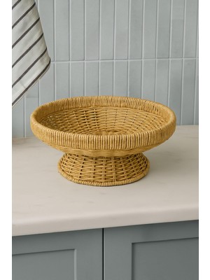 Vionna Kitchen Life Rattan Yuvarlak Hasır Sunumluk Meyve Sepeti,kahverengi