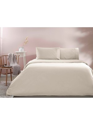 Vionna Taç Ranforce Basic Standart Pamuk Nevresim Takımı, Ekru, Queen Size