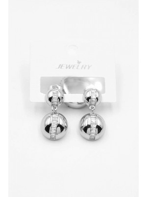 Pileli Store Baget Taşlı Küpe - Gümüş