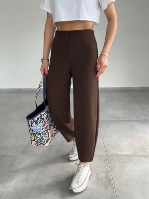 Kemersiz Balon Pantolon, 4 Mevsim, Krep Kumaş, Full Likralı