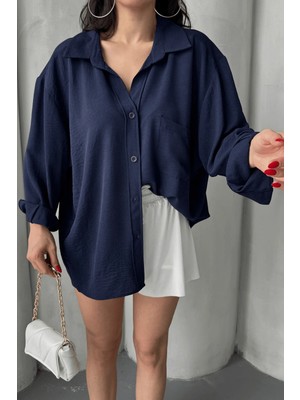 Paw Garage Kadın Perla Tek Cepli Oversize Gömlek, Geniş Kalıp Gömlek, Ayrobin Gömlek