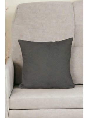 Vionna Asdiva 43X43 cm Koyu Gri Kırlent Kılıfı Dekoratif Kadifemsi Etnik INTA-702