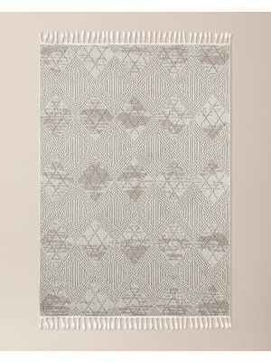 Vionna Clavier Saçaklı Halı - Kemik - 200X300 cm
