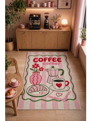 Vionna Depoba Blend Kahve Köşesi Şönil Halı Kaymaz Yıkanabilir Dekoratif Salon Mutfak Halısı 200X300 cm