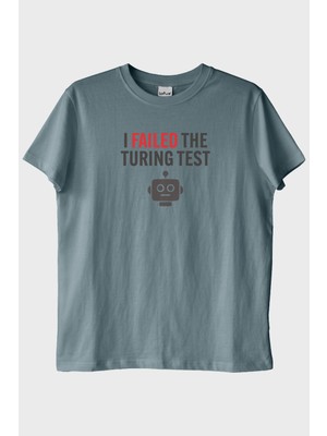 Lofux I Failed The Turing Test Robot Ikonlu Baskılı Mavi Tişört