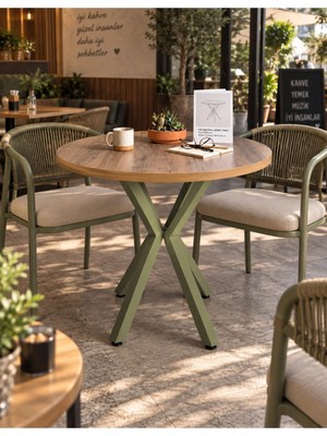 Sofex Mutfak Cafe Balkon Bahçe Restoran Yemek Masası 70X70 ( Kalınlaştırmalı Yşl Çam )