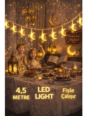 Vionna 4,5 Metre 3 Yıldız 1 Pilli LED Işık, Şerit LED Sarı Işıklar Peri Işıkları Aydınlatmalı Şerit LED LED Işık Şerit LED Işık 3 Yıldız 1 Ay