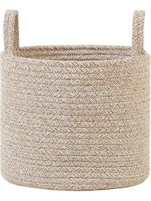 Vionna Ocean Home Textile Bej Kırçıllı Jüt Halat Sepet 26 x 22 cm