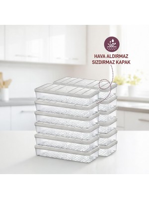 Vionna Selka Home - Nora 12'li 1.2 Litre Küçük Boy Açık Gri Saklama Kabı