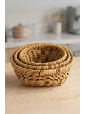 Vionna Digithome Yuvarlak Rattan 3'lü Organizer SEPET-THN76469