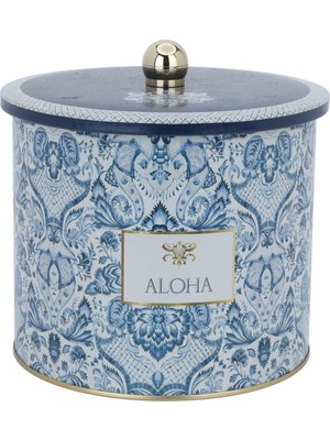 Vionna Evle-Azulejos Desenli Erzak Saklama Kabı - Metal Saklama Kabı 17,5 cm x 15,5 cm (Azulejos Aloha)