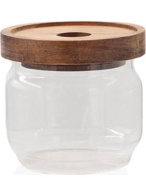 Vionna Ahşap Kapaklı Cam Saklama Kabı 300 ml