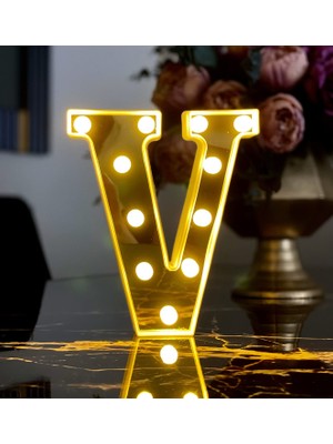 Vionna Giftmoda 3D Işıklı LED Harf Dekoratif Aydınlatma Büyük Boy V