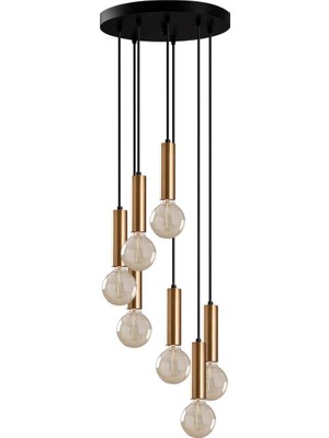 Vionna Amber LED Modern Metal Gövdeli 7'li Tepsi Sarkıt Siyah Aydınlatma, SIYAH-6032