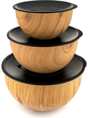 Vionna Bambum Rose Wood - 3''lü Metal Karıştırma Kabı Kahverengi
